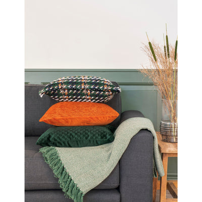 Cort Plaid - Plaid, bomuld, grøn/hvid, design A 130x160 cm