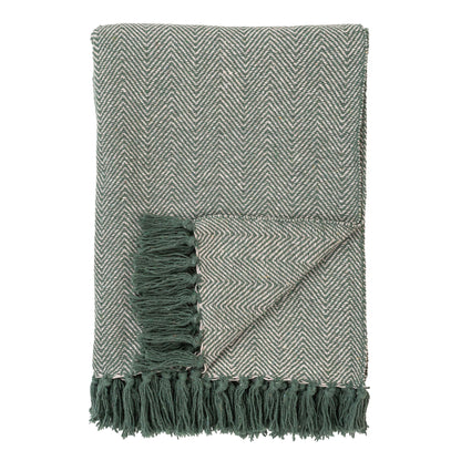 Cort Plaid - Plaid, bomuld, grøn/hvid, design A 130x160 cm