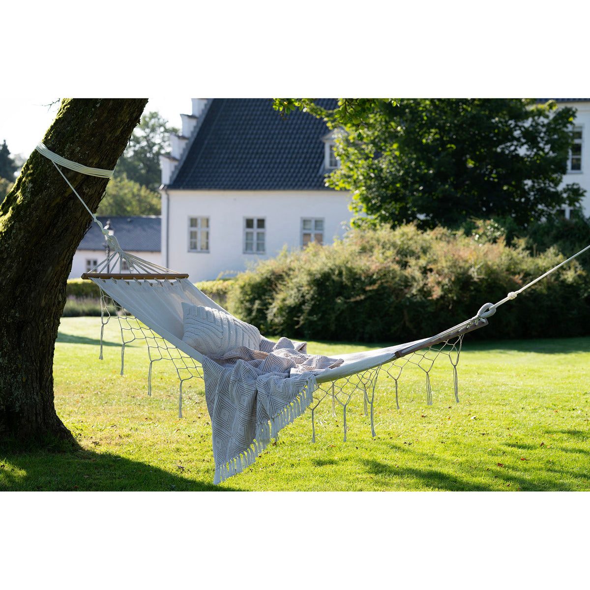 Cort Plaid - Plaid, bomuld, råhvid/beige, design B 130x160 cm