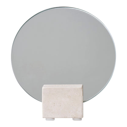 Bordspejl - Bordspejl, travertin, natur ø18x18 cm