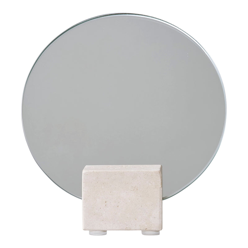 Bordspejl - Bordspejl, travertin, natur ø18x18 cm