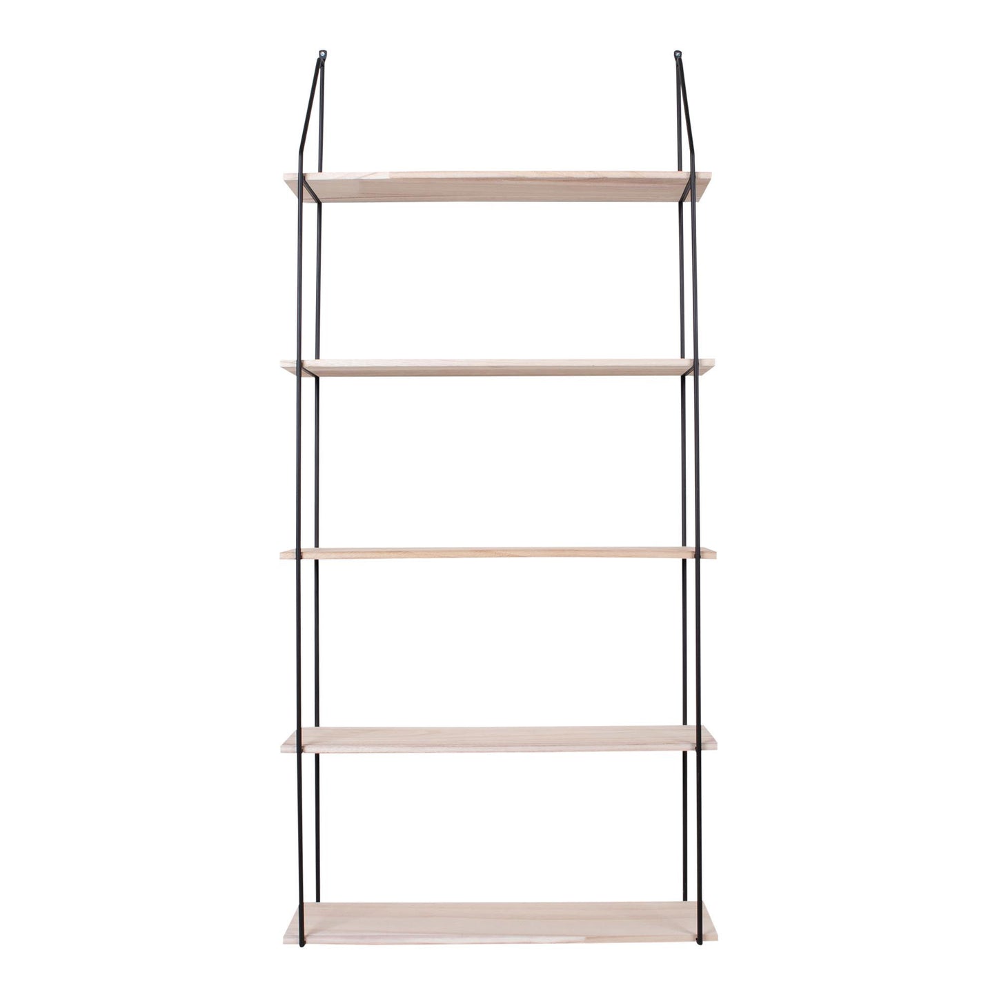Eindhoven Hylde - Hylde, 5 træhylder, sort ramme 65x17x145 cm