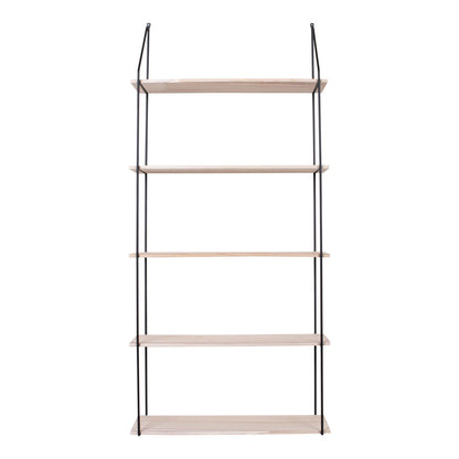 Eindhoven Hylde - Hylde, 5 træhylder, sort ramme 65x17x145 cm