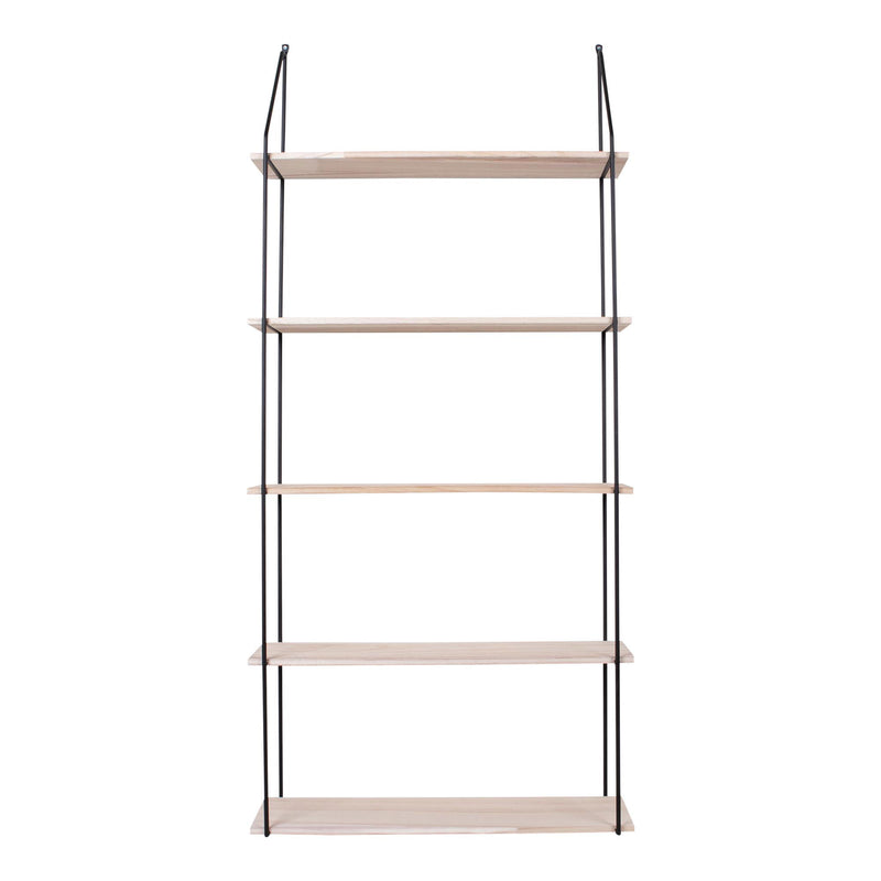 Eindhoven Hylde - Hylde, 5 træhylder, sort ramme 65x17x145 cm