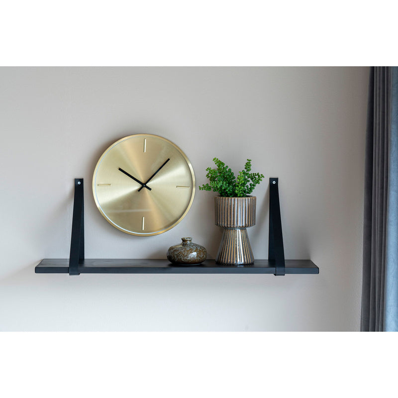 Forno Hylde - Væghylde, sort hylde, sorte læderstropper 80x20 cm