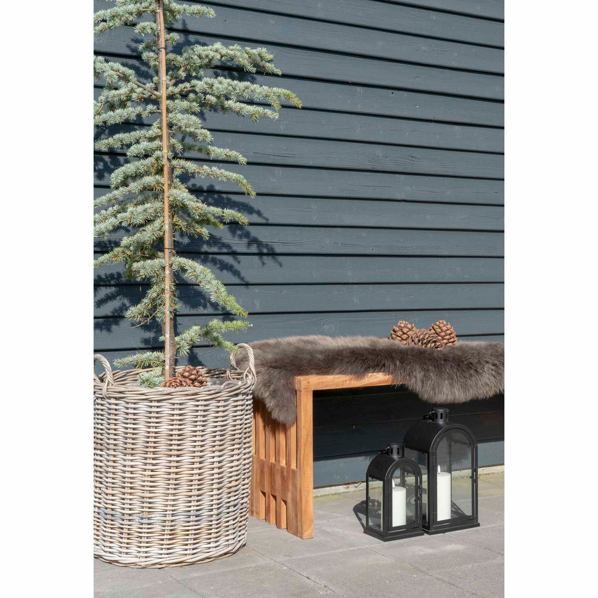 Indo Kurve - Kurve, kubu rattan, natur sæt af 2