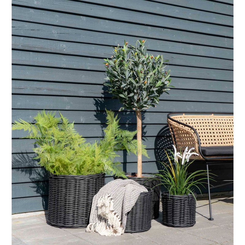 Bogor Kurve - Kurve, kubu rattan, sort sæt af 4