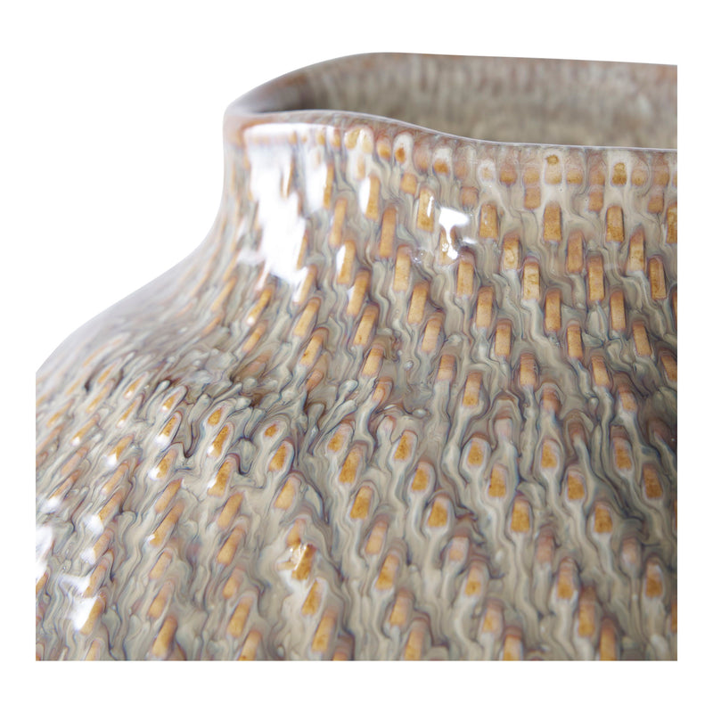 Vase - Vase, keramik, hvid/grøn ø26x30,5 cm