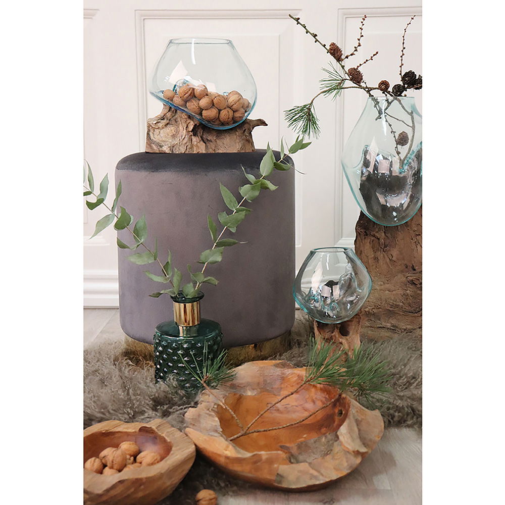 San Marino Waterdrop - Vanddråbe i teaktræ og glas, natur, h15-20 cm