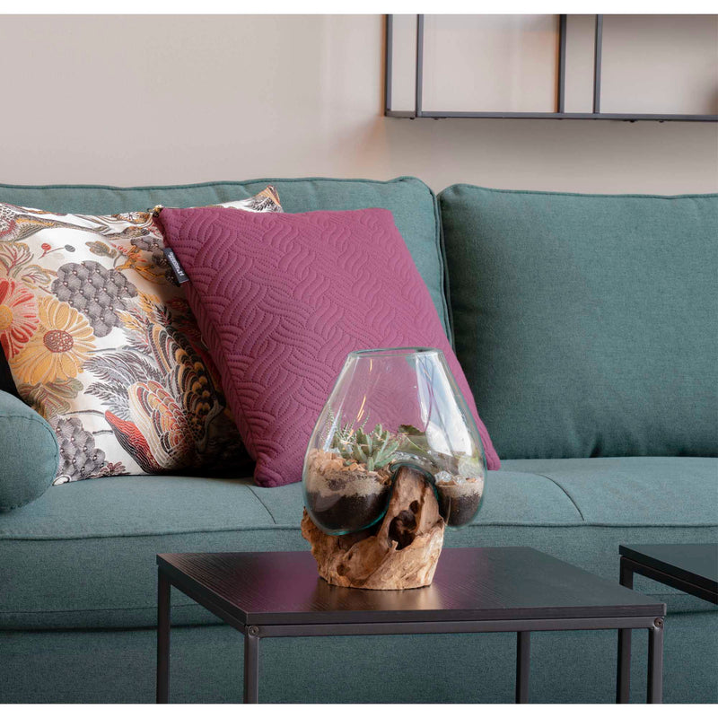 San Marino Waterdrop - Vanddråbe i teaktræ og glas, natur, h15-20 cm