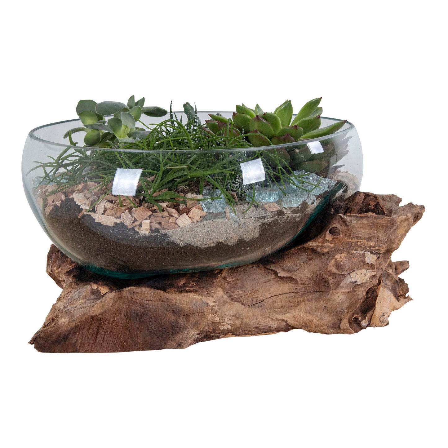 San Marino Waterdrop - Vanddråbe i teaktræ og glas, natur, h20 cm