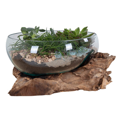 San Marino Waterdrop - Vanddråbe i teaktræ og glas, natur, h20 cm