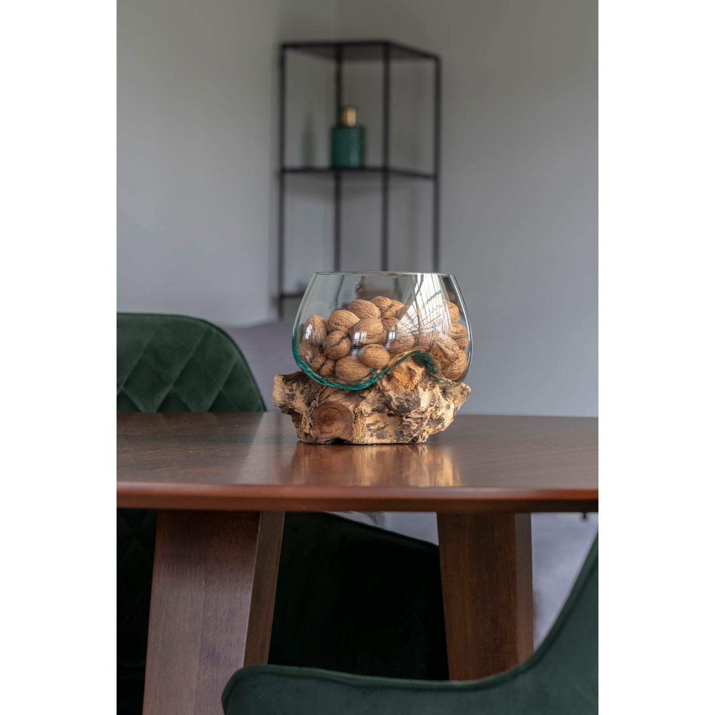 San Marino Waterdrop - Vanddråbe i teaktræ og glas, natur, h15 cm