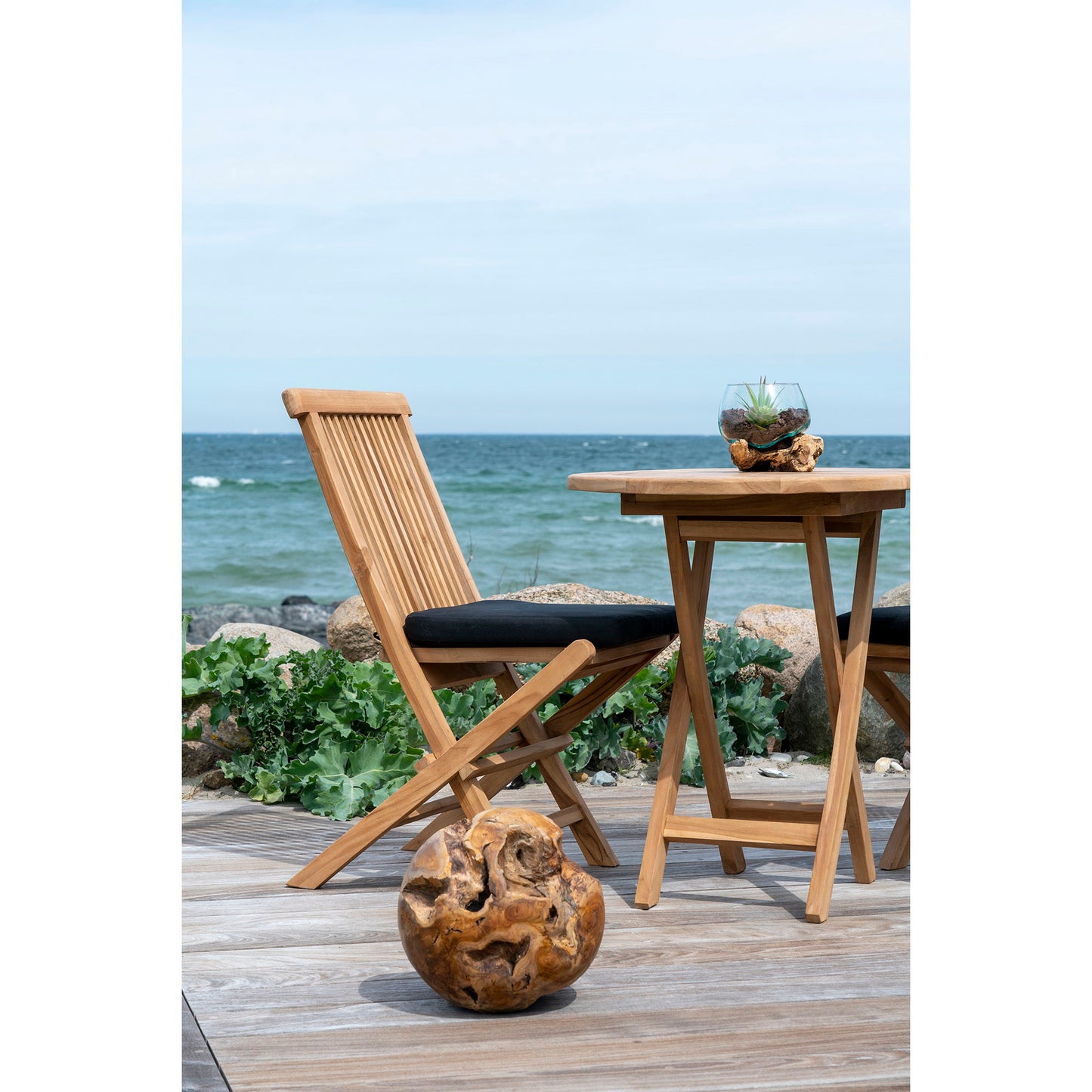 San Marino Waterdrop - Vanddråbe i teaktræ og glas, natur, h15 cm