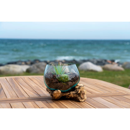 San Marino Waterdrop - Vanddråbe i teaktræ og glas, natur, h15 cm