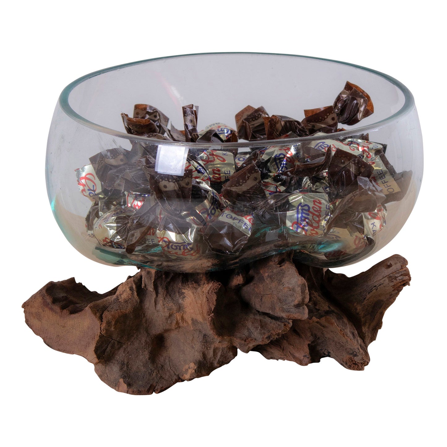 San Marino Waterdrop - Vanddråbe i teaktræ og glas, natur, h15 cm