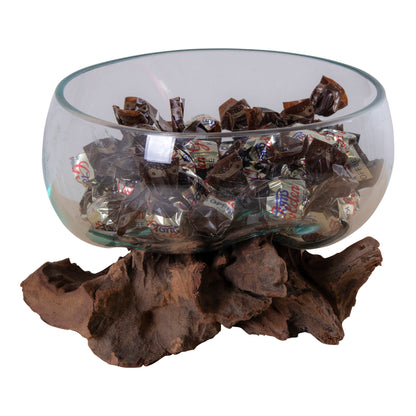 San Marino Waterdrop - Vanddråbe i teaktræ og glas, natur, h15 cm