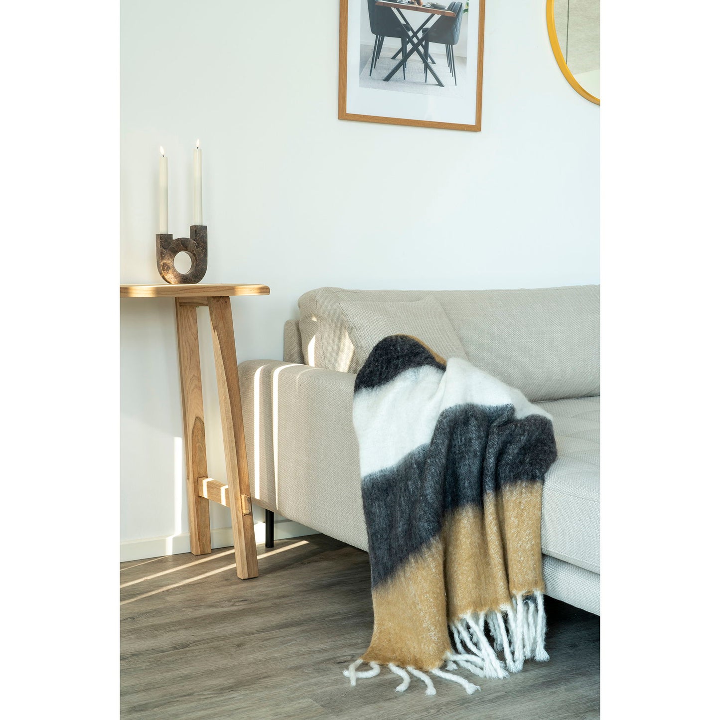 Lysestage - Lysestage, marmor, brun, 12x3,5x14 cm