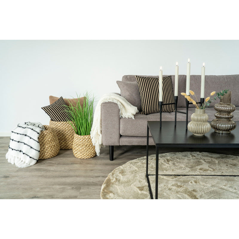 Lysestage - Lysestage, metal, sort, 15x28x21 cm