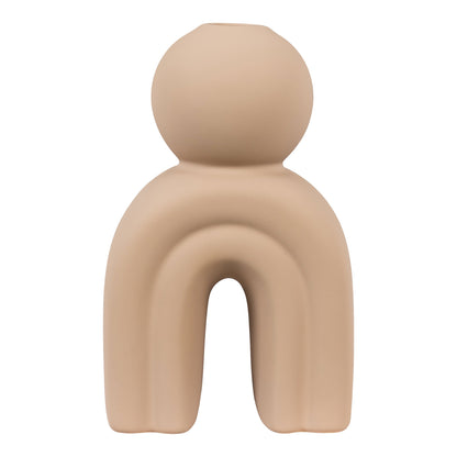 Lysestage - Lysestage, keramik, brun, 10,5x6,5x17 cm