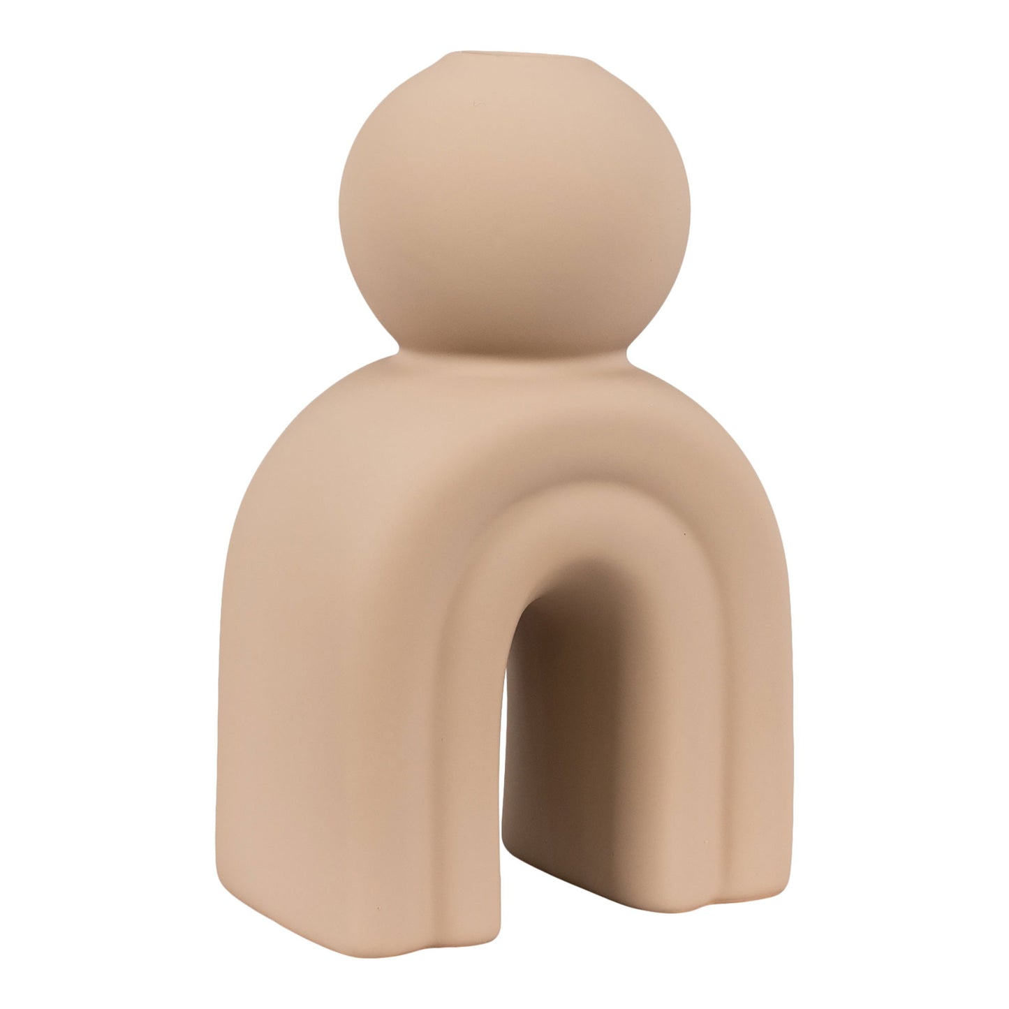 Lysestage - Lysestage, keramik, brun, 10,5x6,5x17 cm