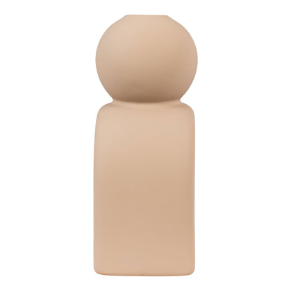 Lysestage - Lysestage, keramik, brun, 10,5x6,5x17 cm