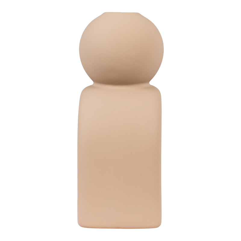 Lysestage - Lysestage, keramik, brun, 10,5x6,5x17 cm