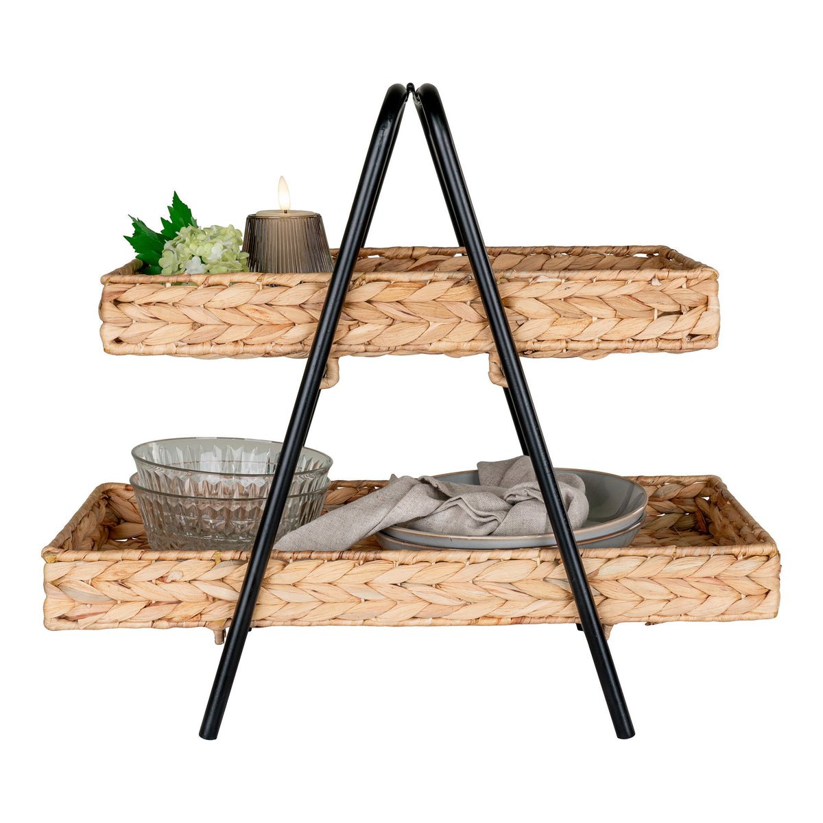 Alfaro Bakke  - Bakke i vandhyacint/metal, natur/sort, 42x23x43,5 cm