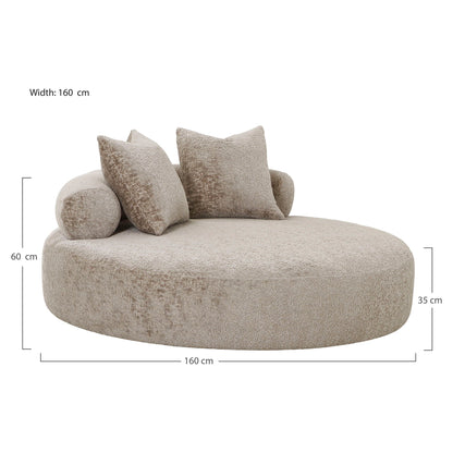 Cairo Daybed - Daybed med 2 puder i chenille, rund, natur, HN1251