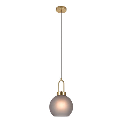 Luton Pendel - Pendel, mat smokey glas, messingfarvet fatning, kugleformet, Ø20 cm, 150 cm stofledning
