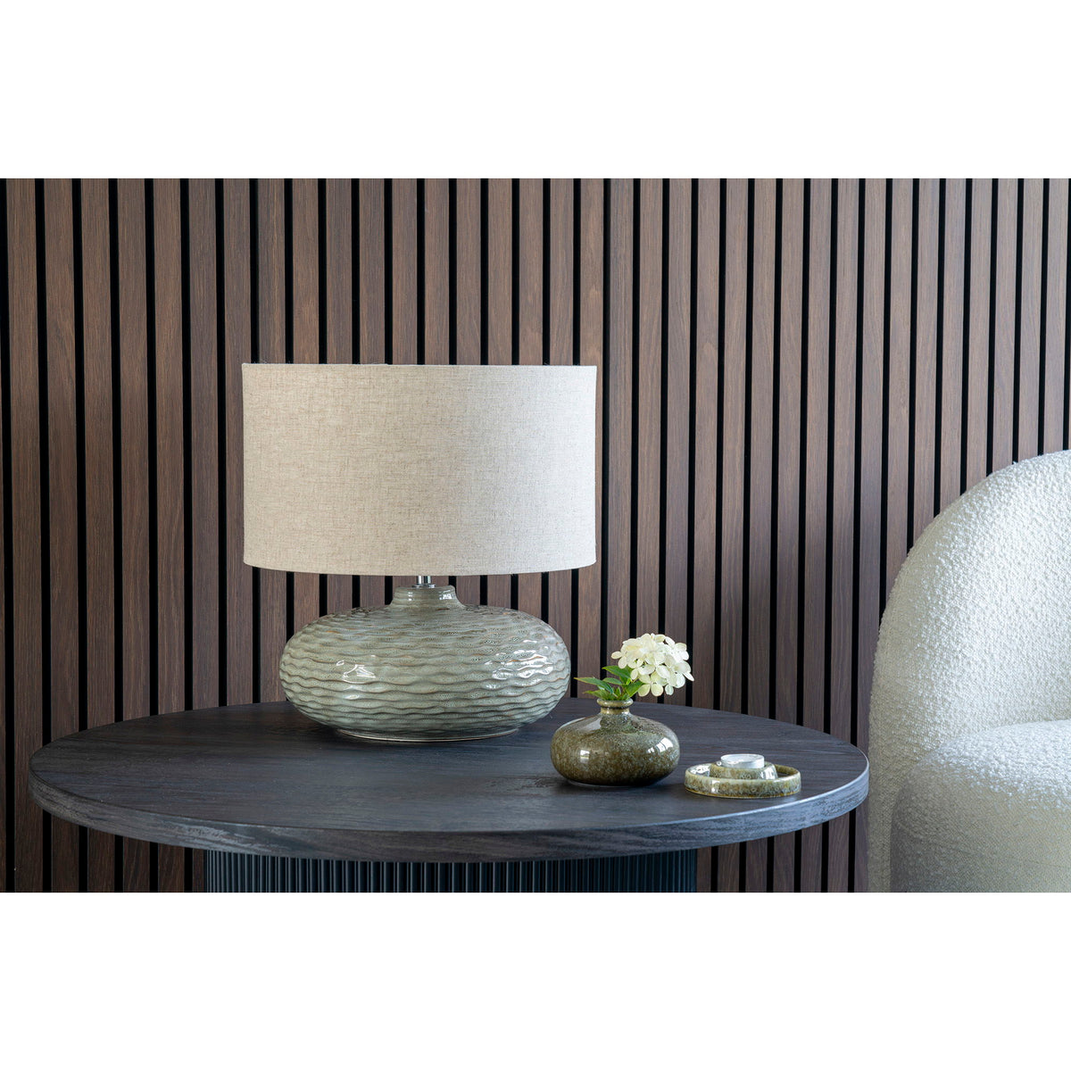 Oldham Bordlampe - Bordlampe, grøn keramik med lampeskærm