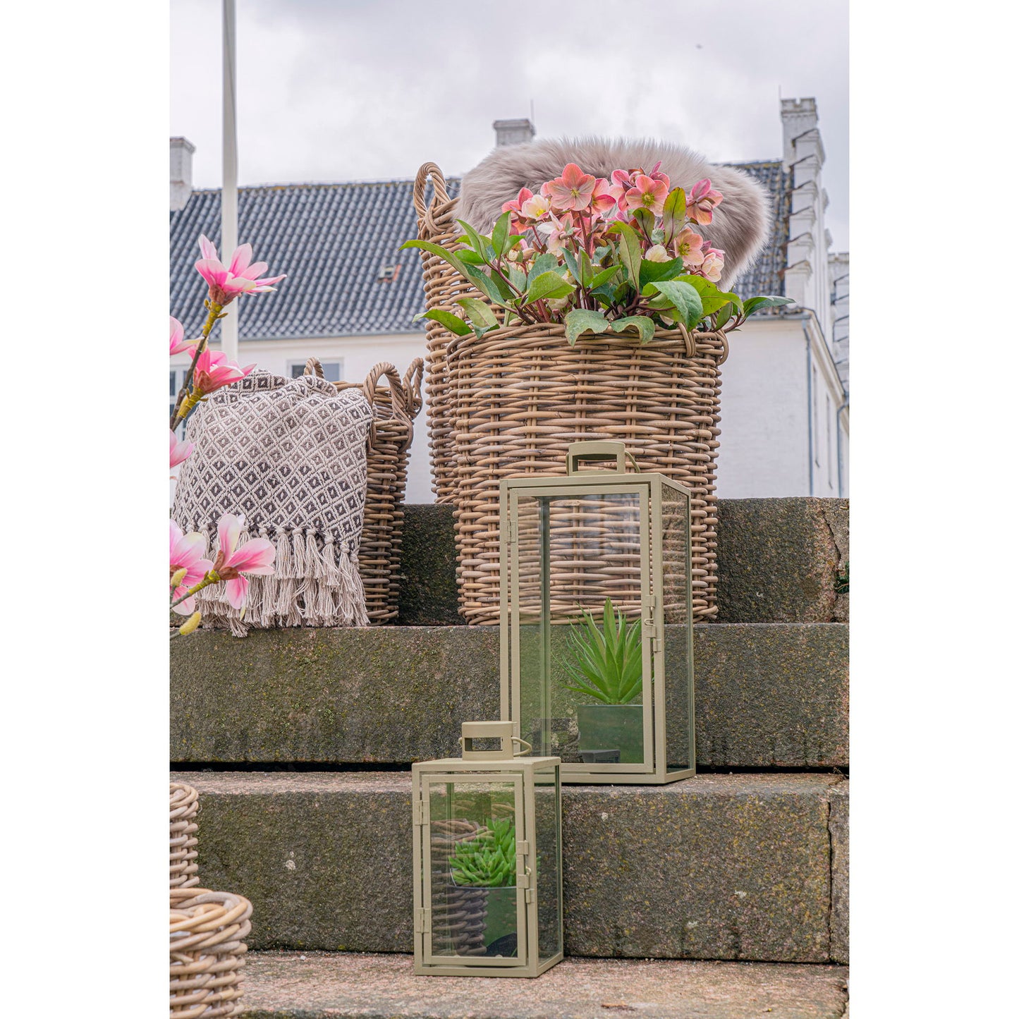 Corfu Lanterner - Lanterner, metal/glas, grøn, sæt af 2