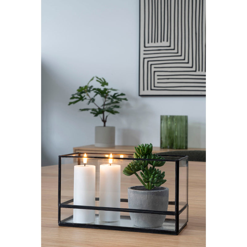 Hurricane Lysestage - Hurricane lysestage, metal/glas, sort 30x12x15 cm