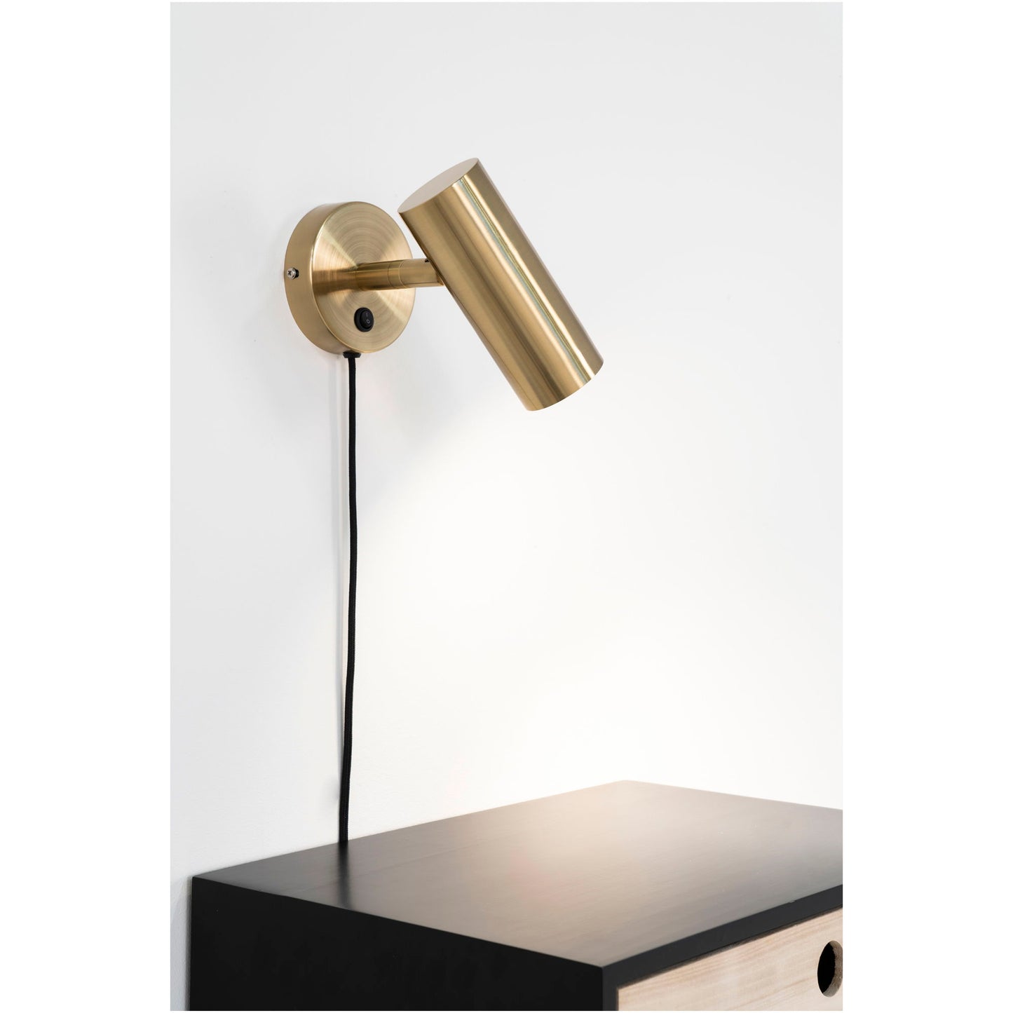 Paris Væglampe - Lampe, messing, stofledning på 190 cm