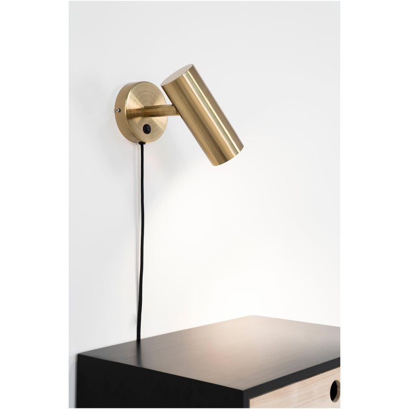 Paris Væglampe - Lampe, messing, stofledning på 190 cm