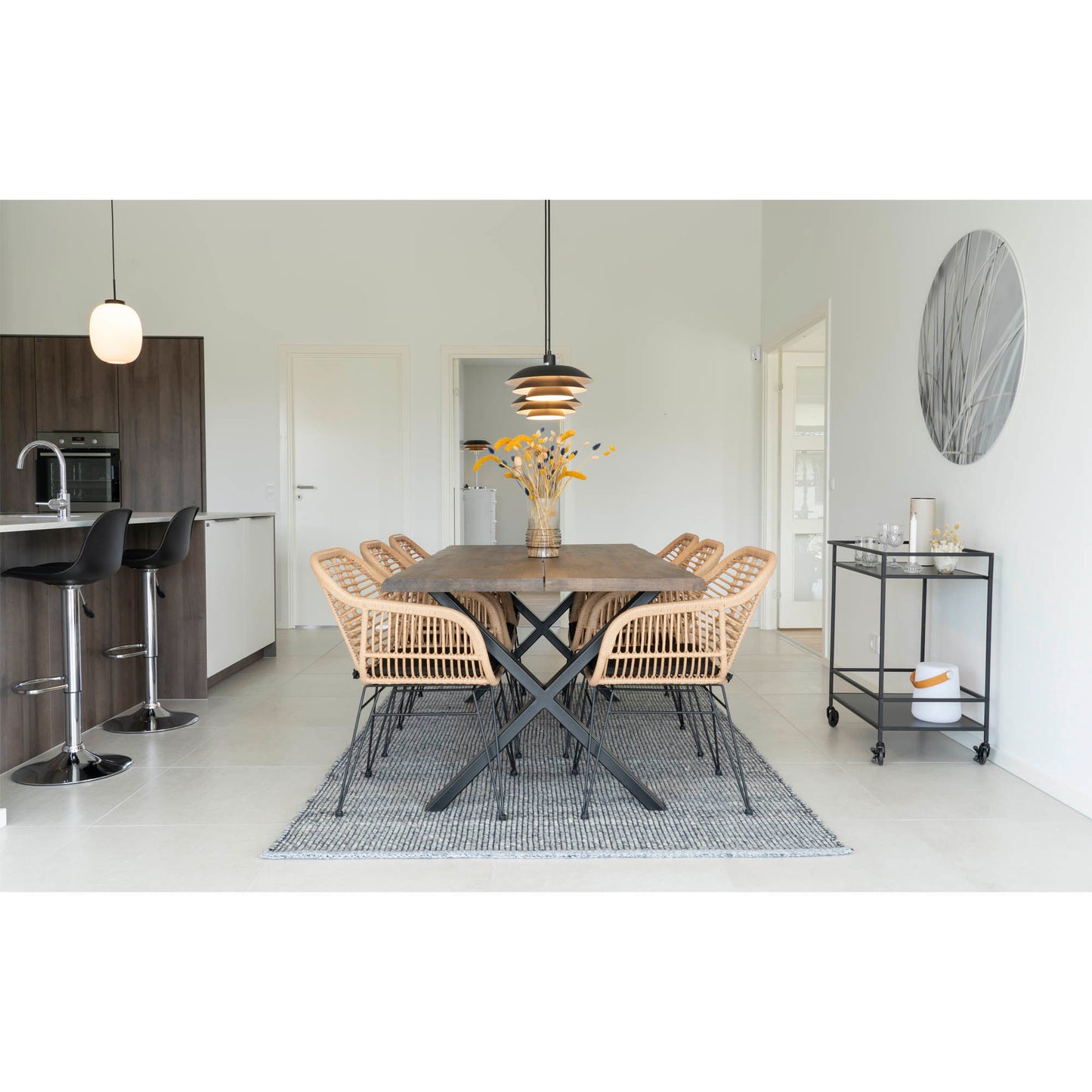 Trieste Stol - Stol i polyrattan med hynde, natur med sorte ben