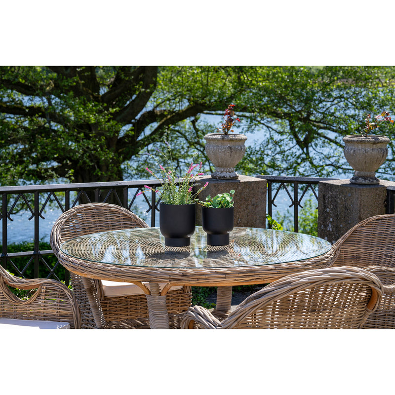 Larisa Spisebord - Spisebord, kubu/glasplade, grå ø120x77 cm