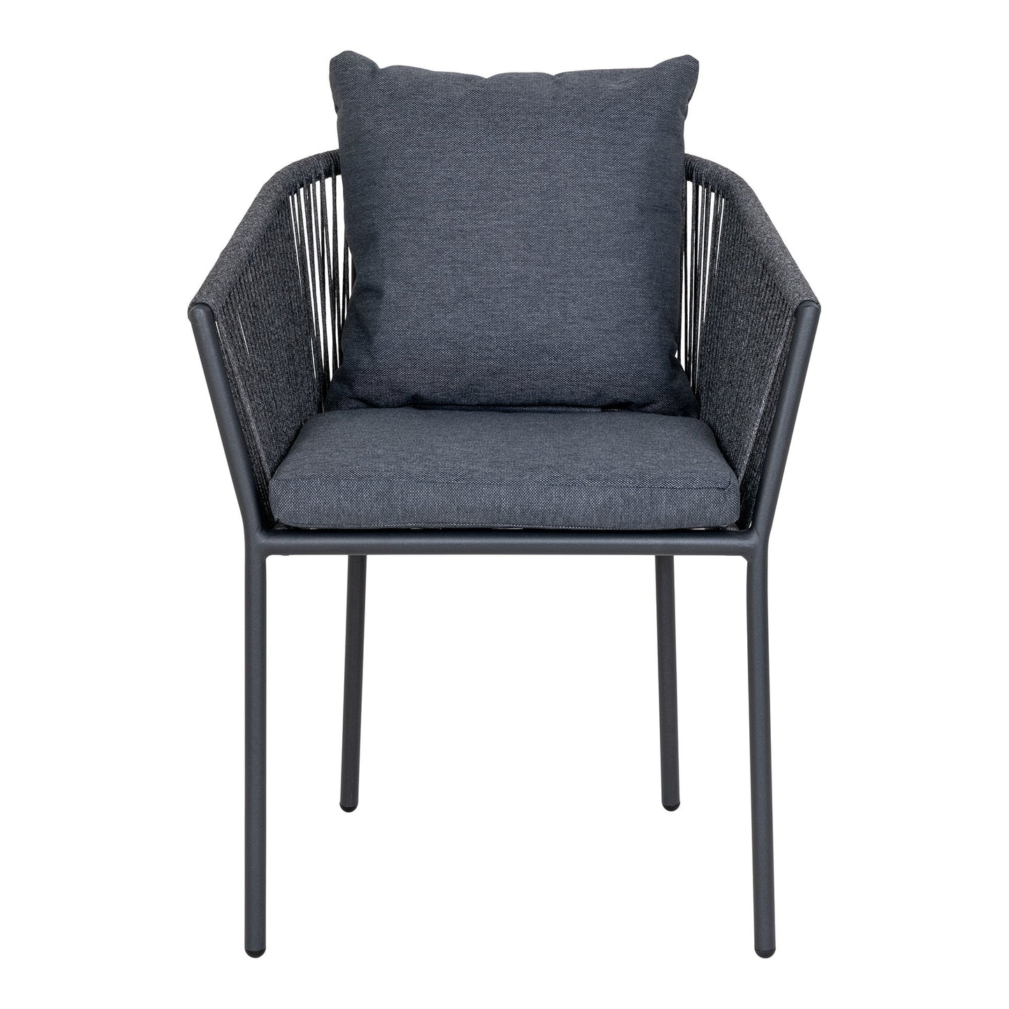 Salerno Spisebordsstol - Spisebordsstol, aluminium/polyester, mørkegrå reb med sort stel, inkl. hynde