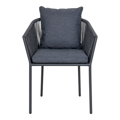 Salerno Spisebordsstol - Spisebordsstol, aluminium/polyester, mørkegrå reb med sort stel, inkl. hynde