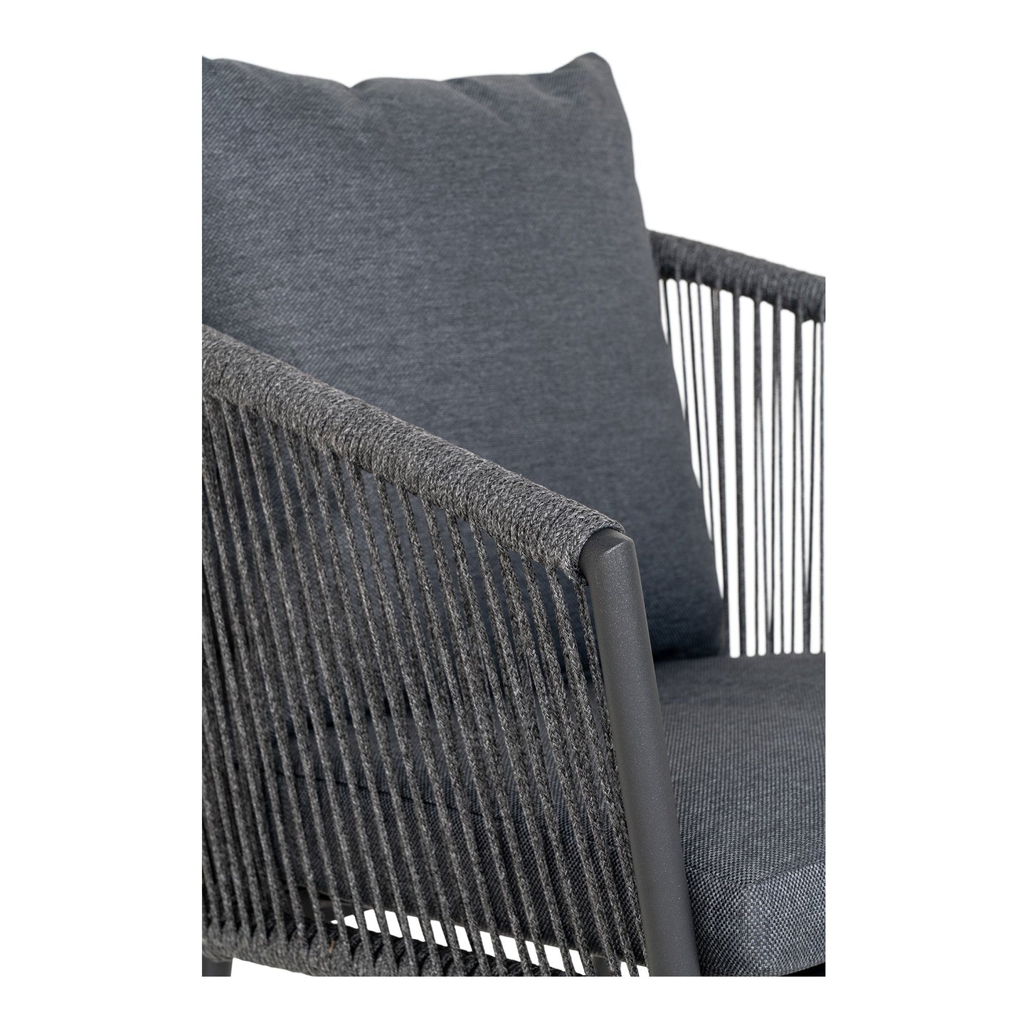 Salerno Spisebordsstol - Spisebordsstol, aluminium/polyester, mørkegrå reb med sort stel, inkl. hynde