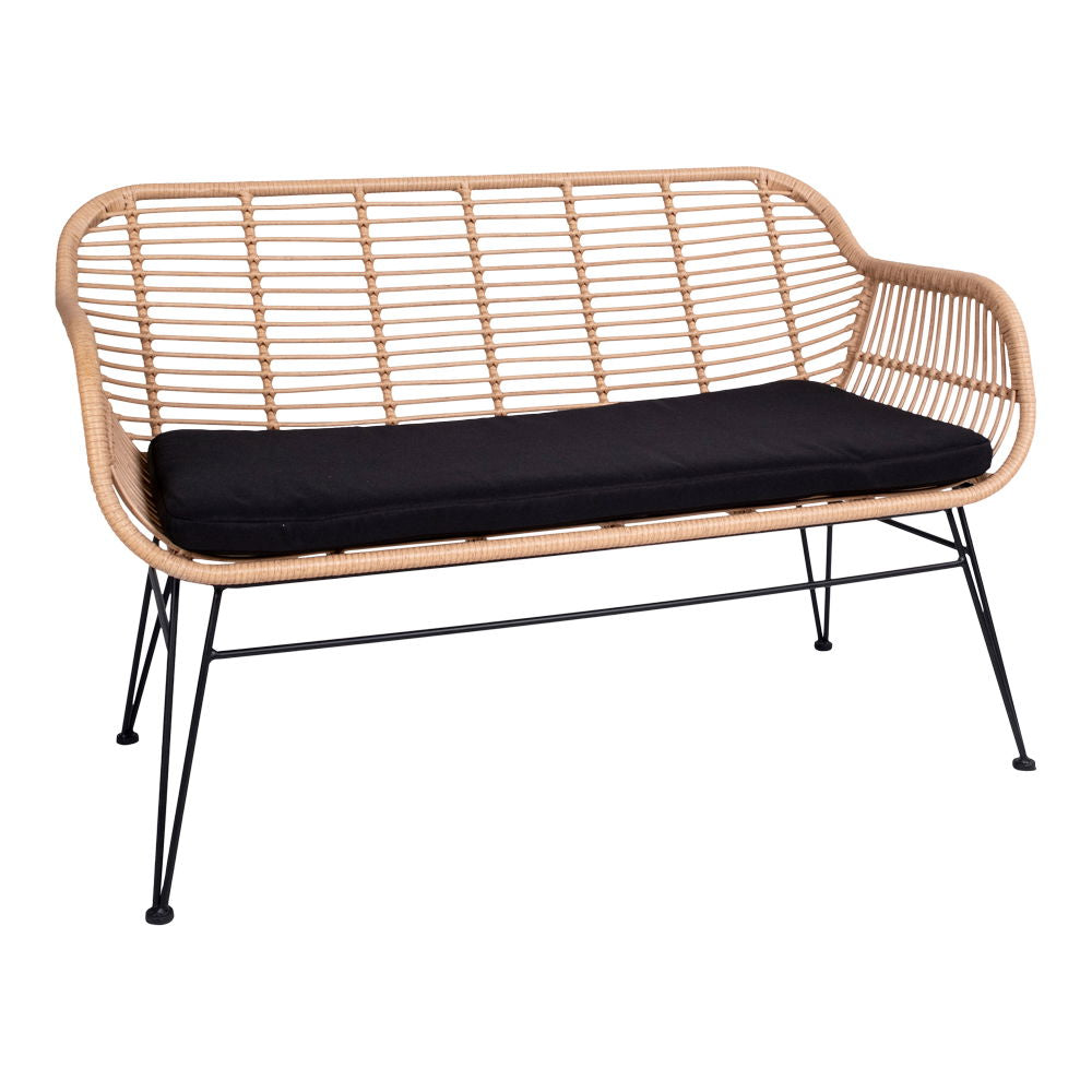 Trieste Sofa - Sofa i polyrattan med hynde, natur med sorte ben