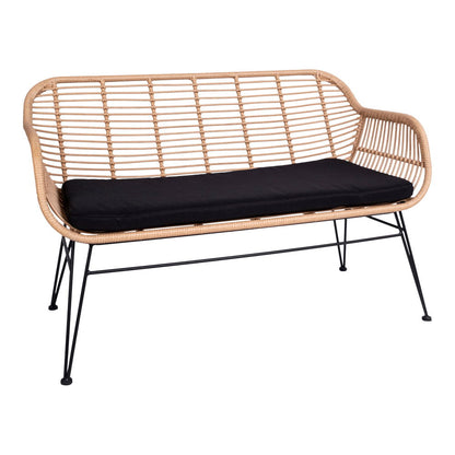 Trieste Sofa - Sofa i polyrattan med hynde, natur med sorte ben