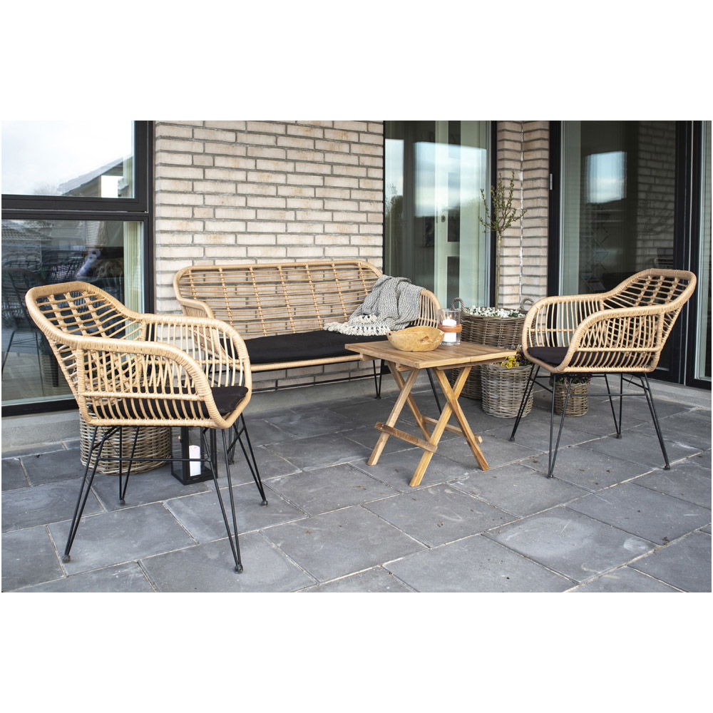 Trieste Sofa - Sofa i polyrattan med hynde, natur med sorte ben