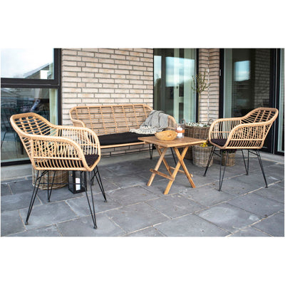 Trieste Sofa - Sofa i polyrattan med hynde, natur med sorte ben
