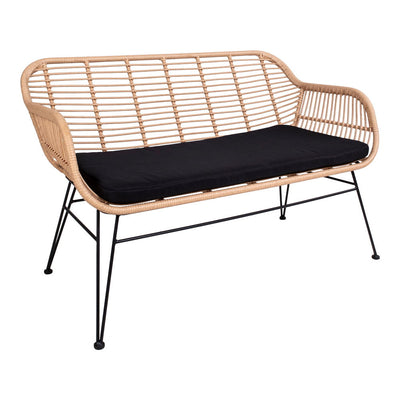 Trieste Sofa - Sofa i polyrattan med hynde, natur med sorte ben