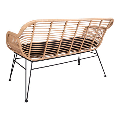 Trieste Sofa - Sofa i polyrattan med hynde, natur med sorte ben
