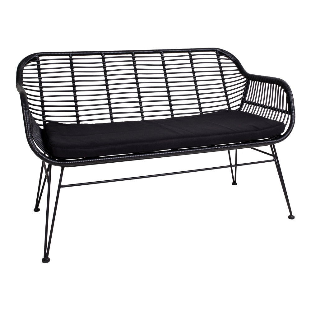 Trieste Sofa - Sofa i polyrattan med hynde, sort med sorte ben