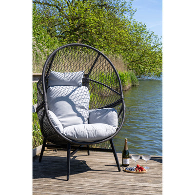 Rosario Loungestol - Loungestol, polyrattan, sort, inkl. hynder