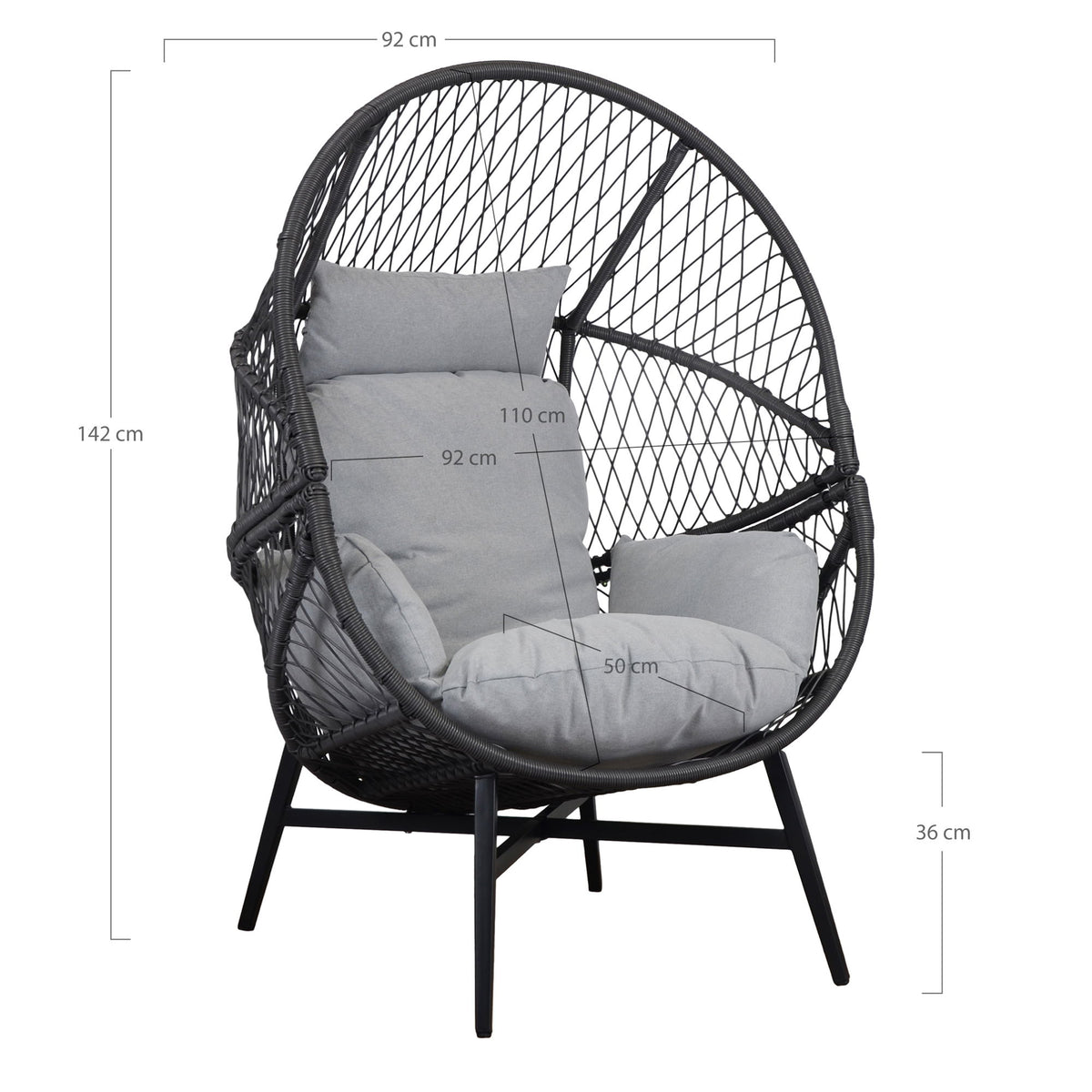 Rosario Loungestol - Loungestol, polyrattan, sort, inkl. hynder