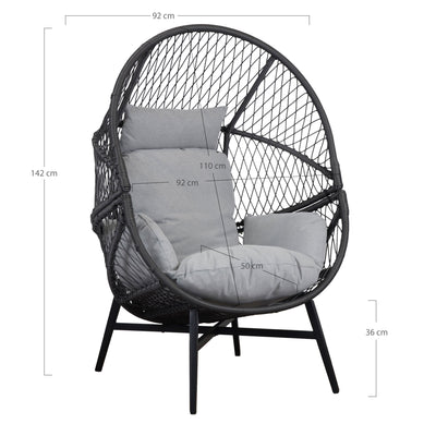 Rosario Loungestol - Loungestol, polyrattan, sort, inkl. hynder